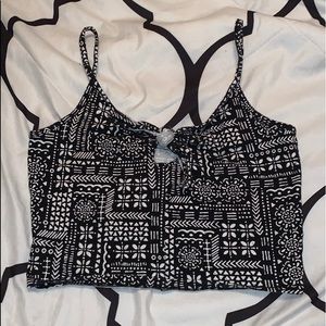 B&W Front Tie Crop Top